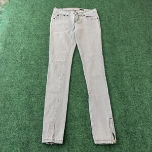 LUX TAPERED SKINNY WOMENS JEANS SZ 28 GREY & WHITE STRIPED OA23460 Zip Legs